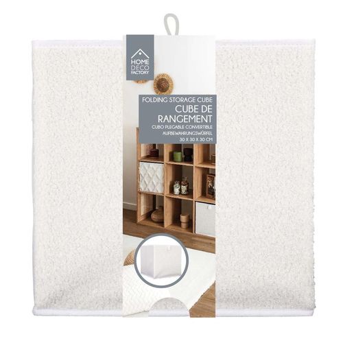 Lot De 6 Cubes De Rangement Pliable Bouclette - 30 X 30 Cm - Beige