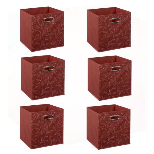Lot De 6 Boites De Rangement En Tissu Minimalist - 31x31x31cm - Rouge