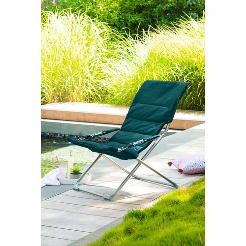 Fauteuil Relax De Jardin Pliable Milos - 3 Positions - Bleu Canard
