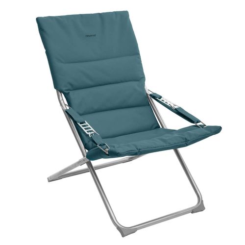 Fauteuil Relax De Jardin Pliable Milos - 3 Positions - Bleu Canard