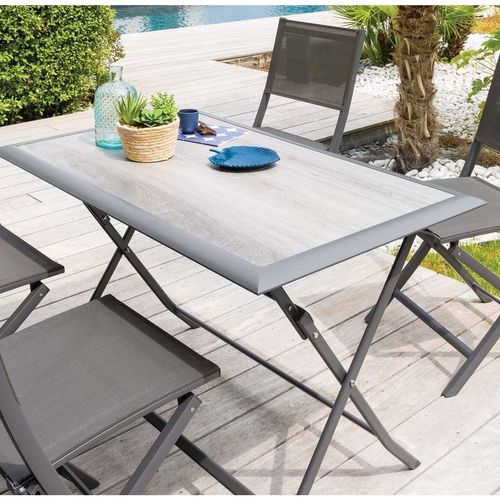 Table De Jardin Pliante Azua En Aluminium - 4 Places - Smoke