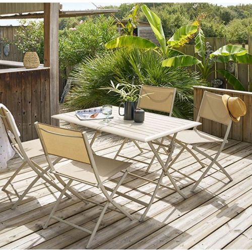 Table De Jardin Pliante Azua En Aluminium - 4 Places - Argile