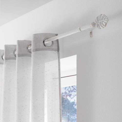 Kit De Tringle à Rideaux Extensible Feuille - L120 /l210 Cm - Patine Blanc
