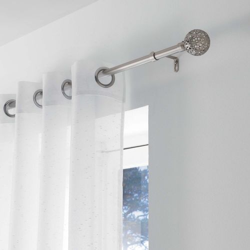 Tringle à Rideaux Extensible 78-199 Cm, Argentée - Pour Rideaux à œillets, Métal, Diamètre 2,54 Cm, Supports Inclus