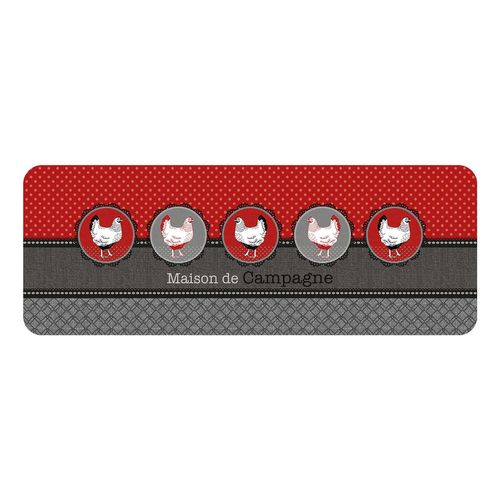 Tapis Long En Pvc Long Maison De Campagne - Noir Et Rouge