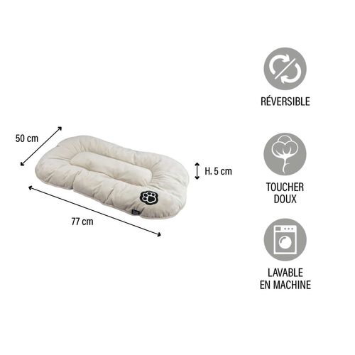 Coussin Réversible Iron Pour Chien Et Chat - Beige Et Marron - Long 77 Cm