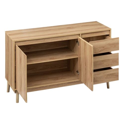 Buffet 2 Portes Et 3 Tiroirs Liam En Bois - Marron