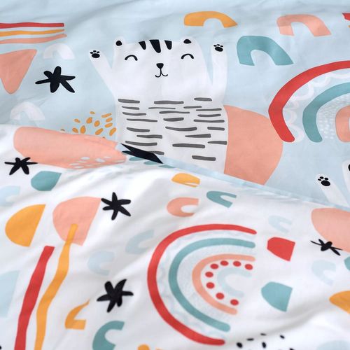 Parure De Lit Enfant Chat - Coton 57 Fils/cm² - 140 X 200 Cm