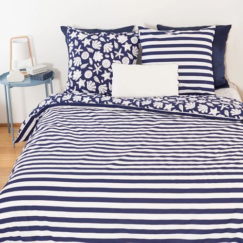 Parure De Lit Croisic - Coton Adouci - 220 X 240 Cm - Bleu Marine