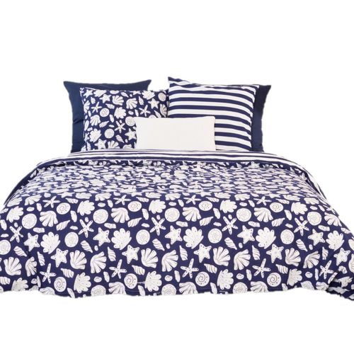 Parure De Lit Croisic - Coton Adouci - 220 X 240 Cm - Bleu Marine