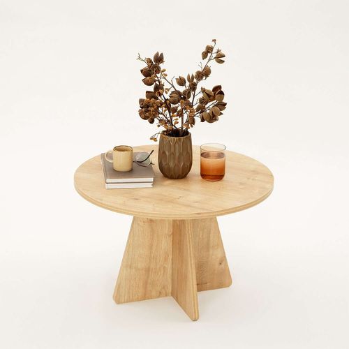 Table Basse Ronde Valence En Bois - Beige