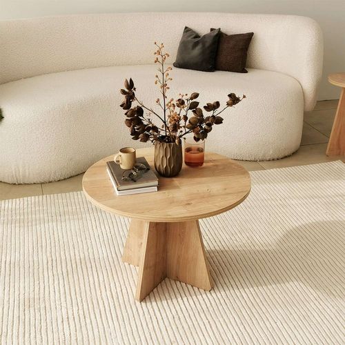 Table Basse Ronde Valence En Bois - Beige