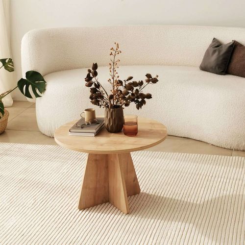 Table Basse Ronde Valence En Bois - Beige