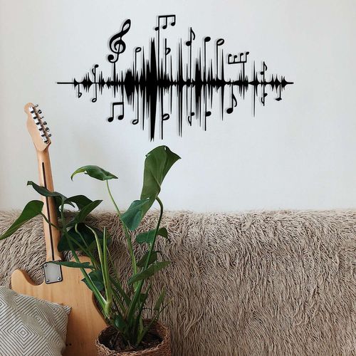 Décoration Murale Notes En Métal - 70 X 40 Cm - Noir