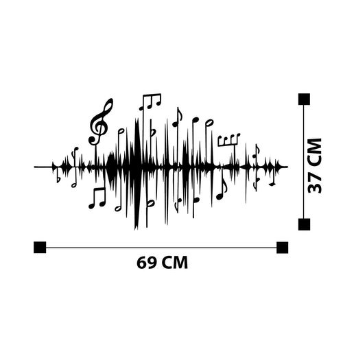 Décoration Murale Notes En Métal - 70 X 40 Cm - Noir