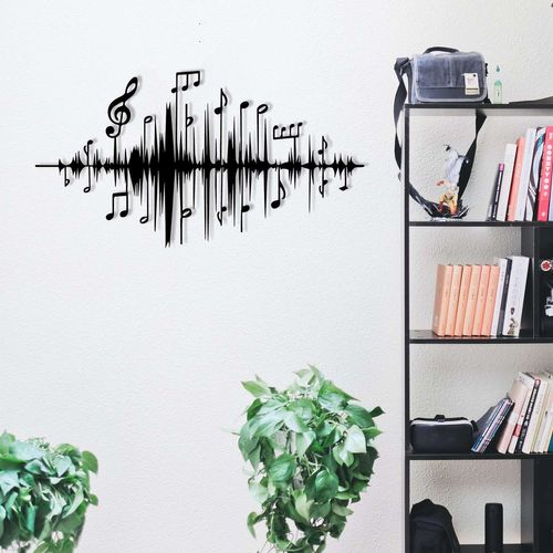 Décoration Murale Notes En Métal - 70 X 40 Cm - Noir