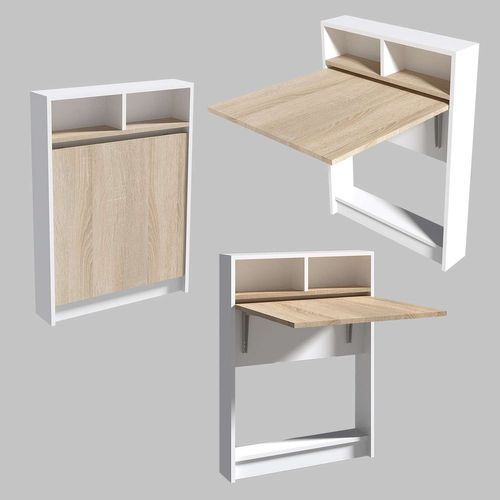 Table Pliante Aymar En Bois - Blanc Et Beige