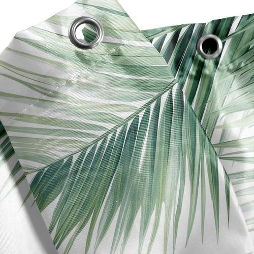 Rideau De Douche Varadero Avec Crochets - Blanc Et Vert