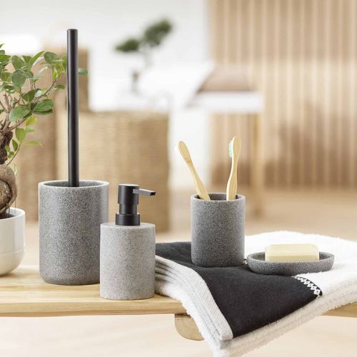 Brosse Wc Jasper Effet Granit - Gris Et Noir