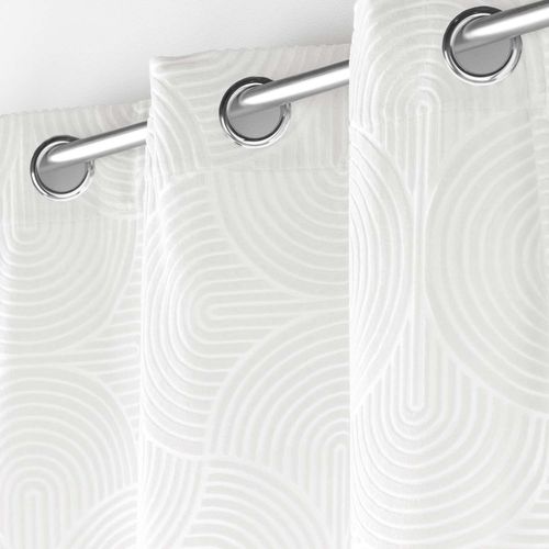 Rideau Arcadia - Velours à Motifs - 135 X 260 Cm - Blanc
