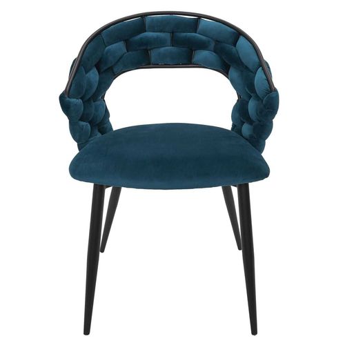 Lot De 2 Chaises Assise Tressée Lund - Bleu