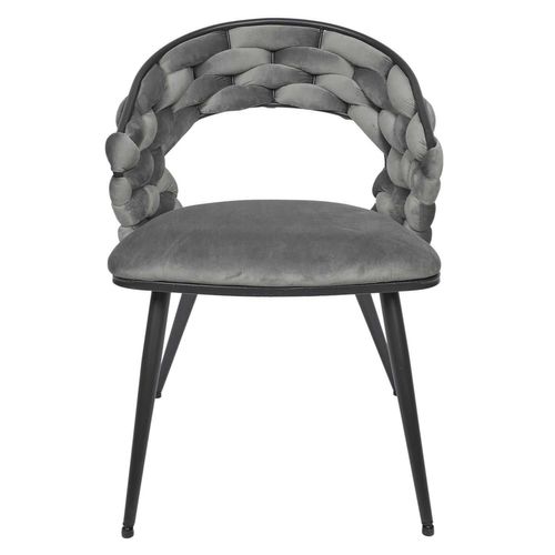 Lot De 2 Chaises Assise Tressée Lund - Gris