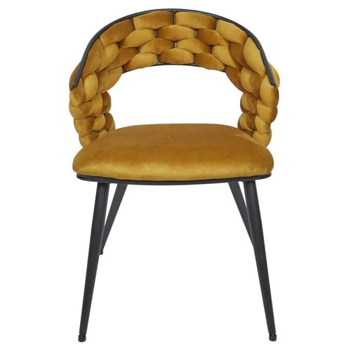 Lot De 2 Chaises Assise Tressée Lund - Jaune