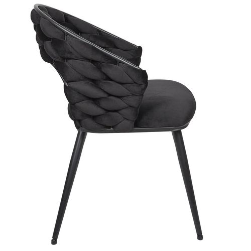 Lot De 2 Chaises Assise Tressée Lund - Noir