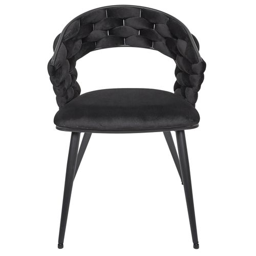 Lot De 2 Chaises Assise Tressée Lund - Noir