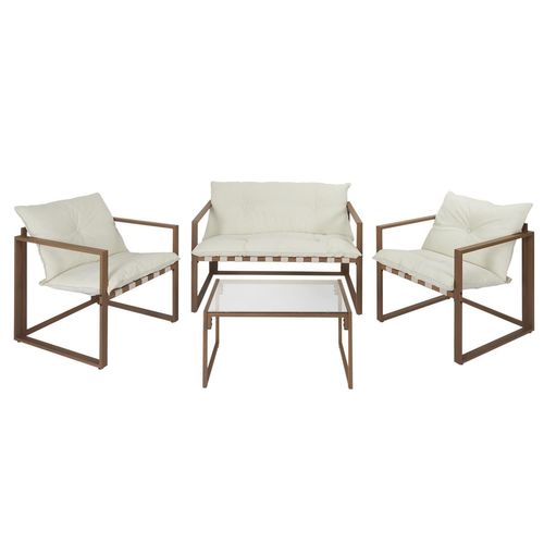 Salon De Jardin Halden - Blanc Et Marron