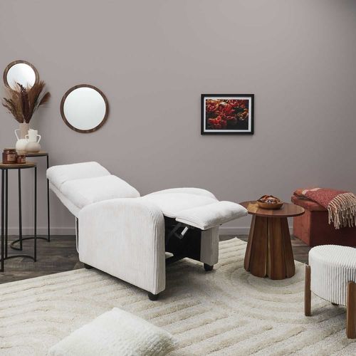 Fauteuil Relax Multiposition En Tissu Côtelé Drammen - Beige