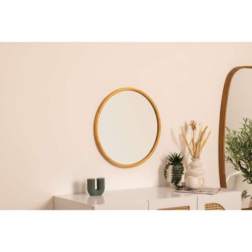 Miroir Rond En Bois - Diam 55 Cm - Marron