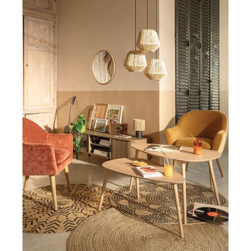 Miroir Rond En Bois - Diam 55 Cm - Marron