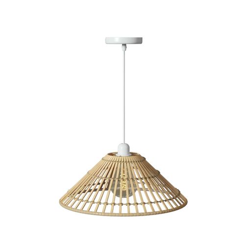 Suspension Cône En Bambou Naturel - Diam 36 Cm - Beige