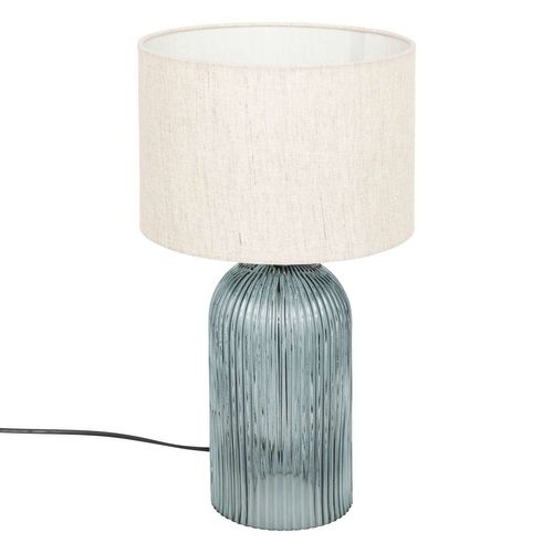 Lampe Cylindre En Verre - H. 42,5 Cm - Bleu