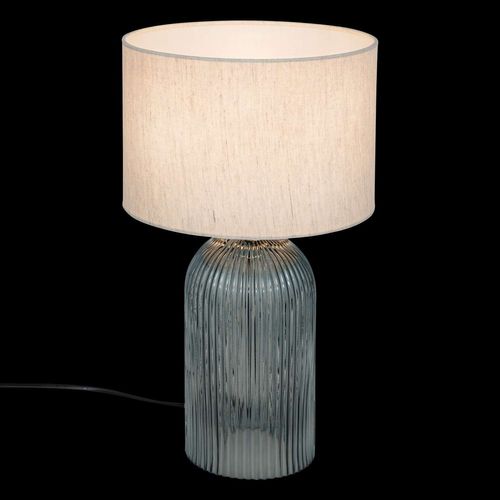 Lampe Cylindre En Verre - H. 42,5 Cm - Bleu