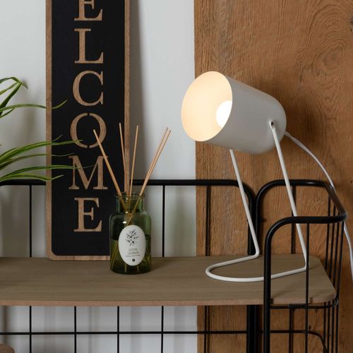 Lampe à Poser En Métal - H. 30 Cm - Blanc