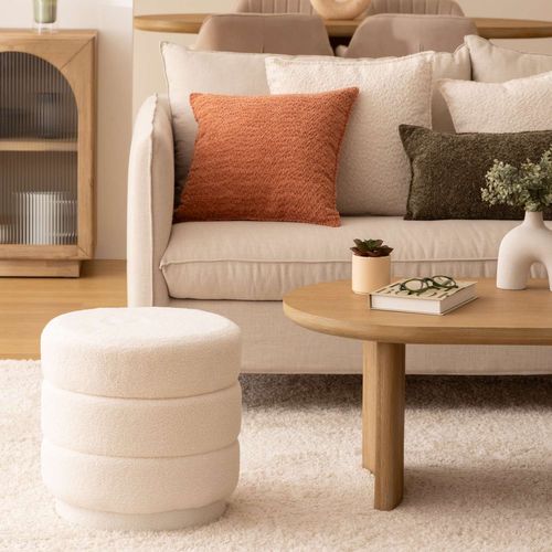 Pouf En Bouclette Kemi - Blanc