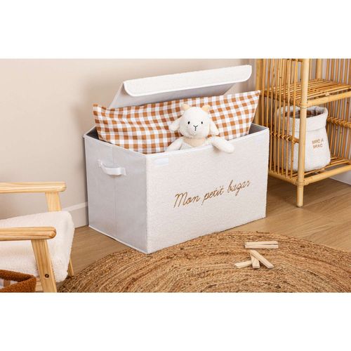 Coffre Rangement En Bouclette - Blanc