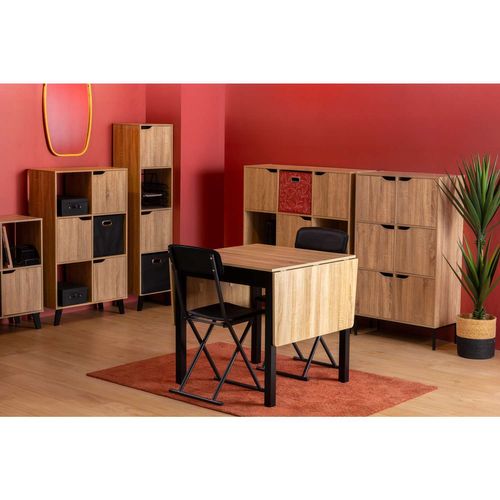 Table Extensible 2 à 6 Places En Bois - Beige Et Noir