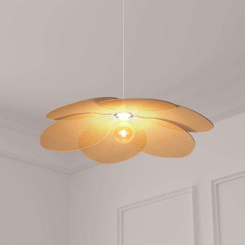 Suspension En Bois Et Acier Petales - Diam 62 Cm - Beige