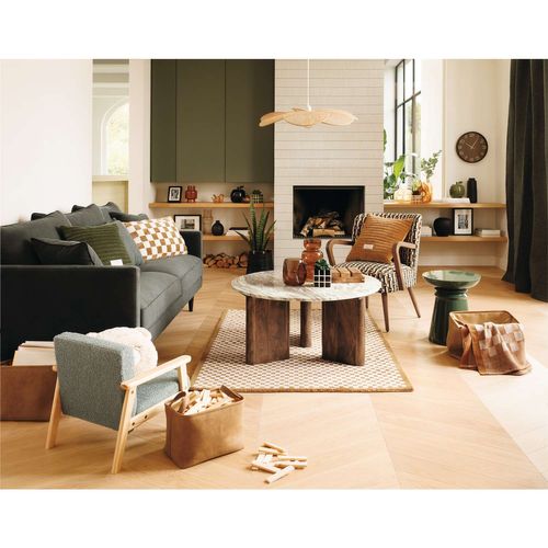 Suspension En Bois Et Acier Petales - Diam 62 Cm - Beige