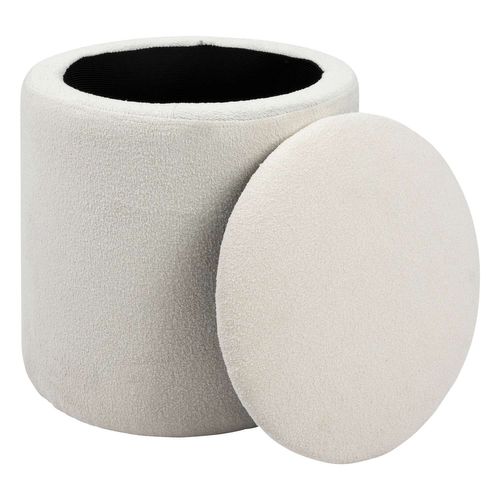 Pouf De Rangement En Bouclette - Blanc