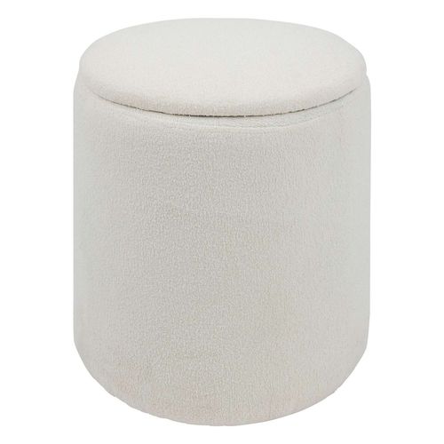 Pouf De Rangement En Bouclette - Blanc