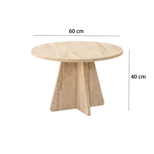 Table Basse Ronde Effet Travertin Valence - Beige