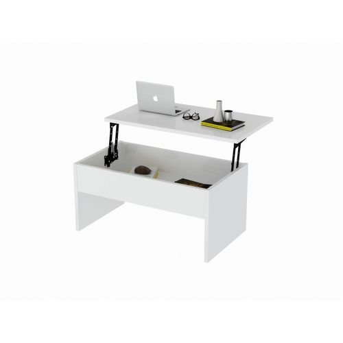 Table Basse Relevable En Bois - Blanc