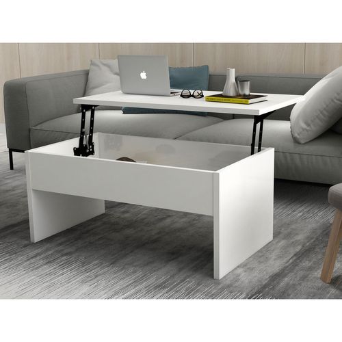 Table Basse Relevable En Bois - Blanc