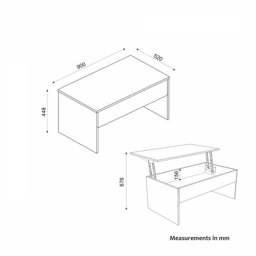 Table Basse Relevable En Bois - Blanc