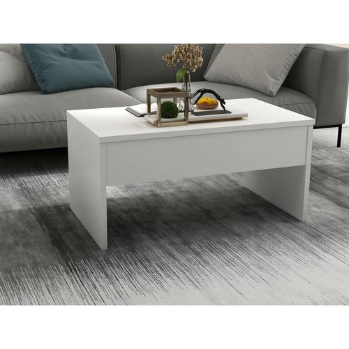 Table Basse Relevable En Bois - Blanc