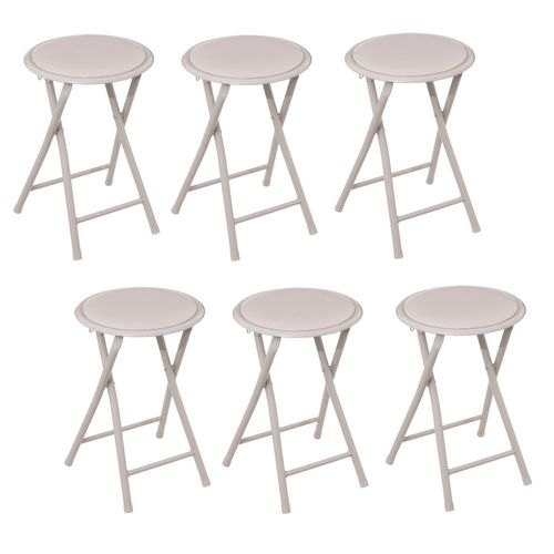 Lot De 6 Tabourets D'appoint Pliables En Pvc - Beige